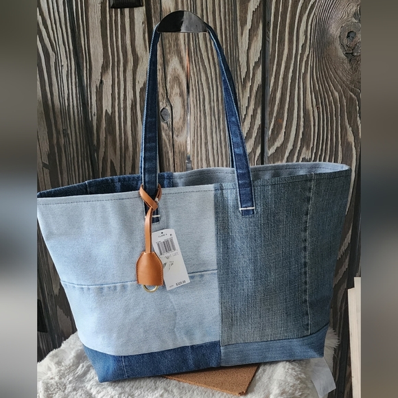 NWT Clare V Volie Tote Denim Patchwork